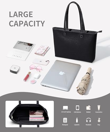 Waterproof PU Tote Bag, Large, Zipper