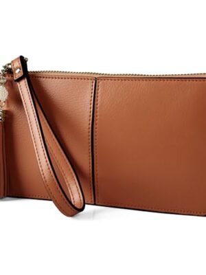 Leather Wristlet Clutch Purse, Large Wallet