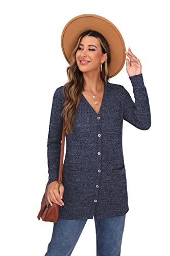 Long Sleeve V Neck Cardigan with Pocket