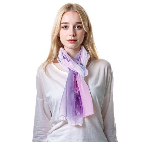 Chiffon Floral Print Scarf - Lightweight Shawl