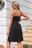 Summer V Neck Spaghetti Strap Dress with Pockets