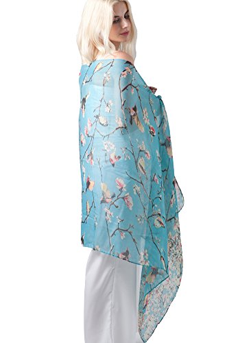 Bird Print Floral Scarf Shawl Wrap