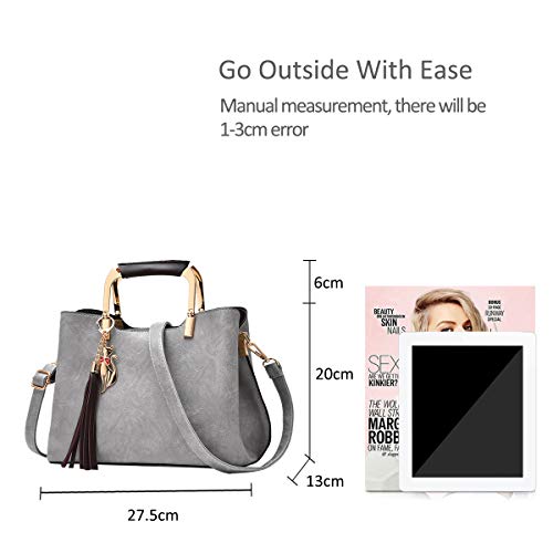 Gray Handbag with Tassel