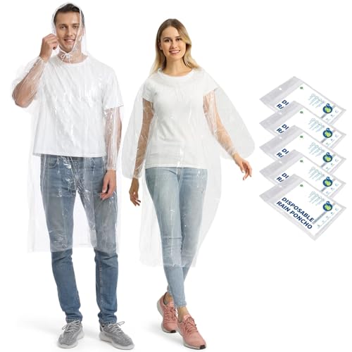 Disposable Rain Ponchos, 5/10 pcs, Waterproof with Hood