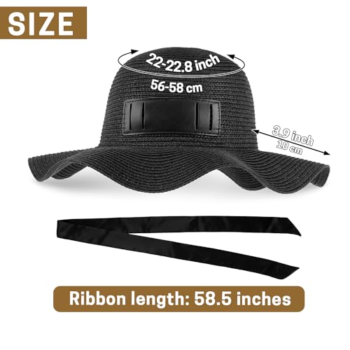 Wide Brim Straw Sun Hat, Foldable