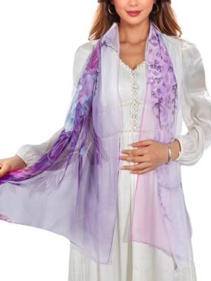 Chiffon Floral Print Scarf - Lightweight Shawl