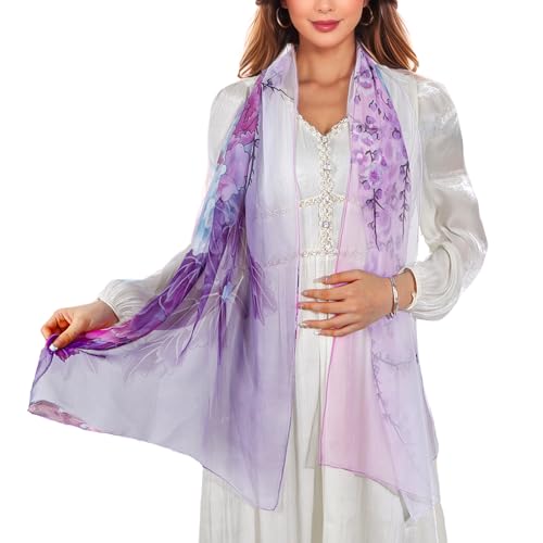 Chiffon Floral Print Scarf - Lightweight Shawl