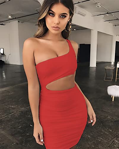 Sexy 1 Shoulder Sleeveless Mini Dress