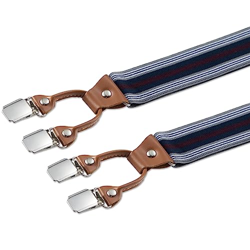 Y-Back Adjustable Suspenders with 6 Clips