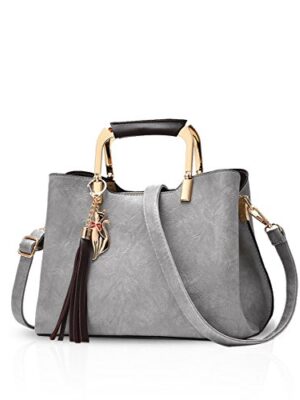 Gray Handbag with Tassel