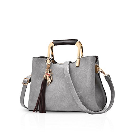 Gray Handbag with Tassel