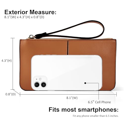 Leather Wristlet Clutch Purse, Large Wallet