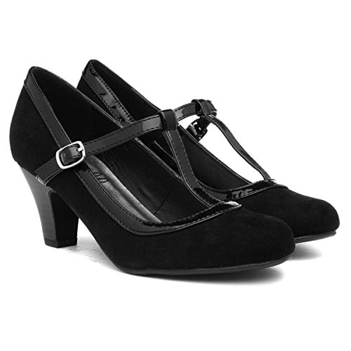 Black Faux Suede Court Shoe