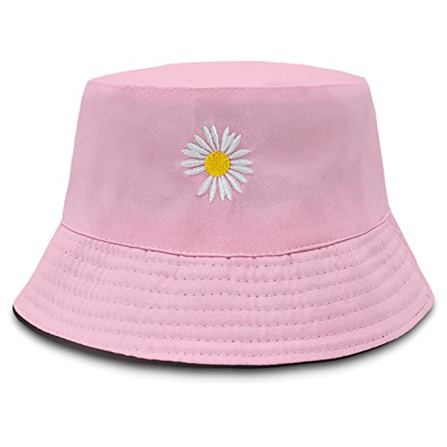 Daisy Embroidery Double-Side Bucket Hat