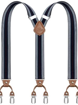 Y-Back Adjustable Suspenders with 6 Clips