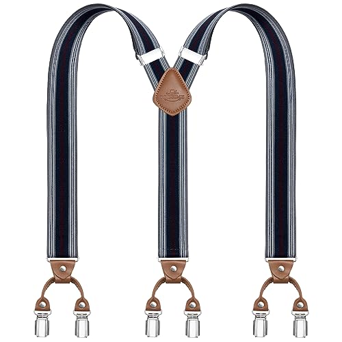 Y-Back Adjustable Suspenders with 6 Clips