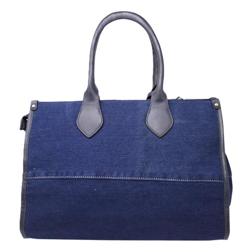 Large Denim Tote Bag with Detachable Strap