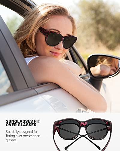 LVIOE Polarised Fitover Sunglasses, Round Frame, UV Protection