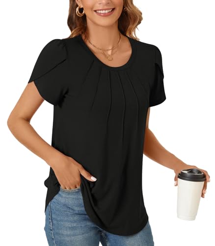 Summer Petal Sleeve Pleated Blouse