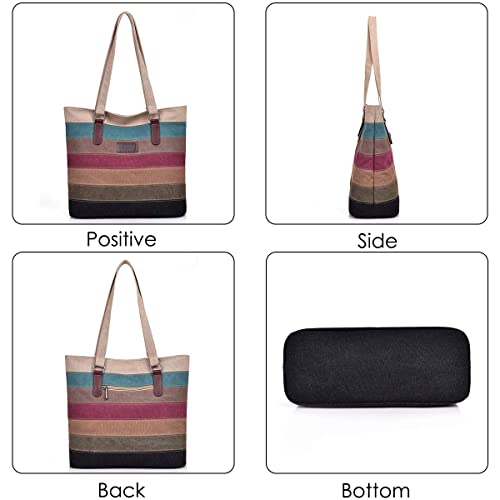 Striped Canvas Tote Bag