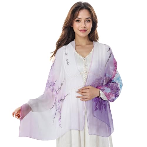 Chiffon Floral Print Scarf - Lightweight Shawl