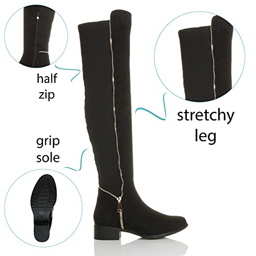 low block heel knee-high boots