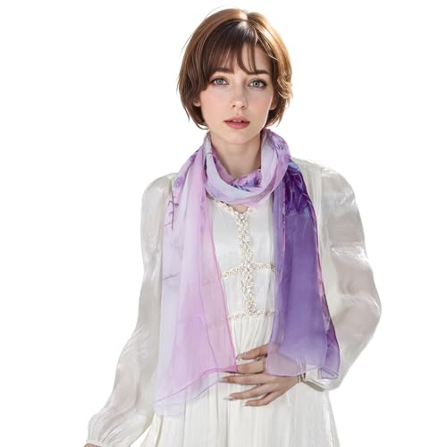 Chiffon Floral Print Scarf - Lightweight Shawl