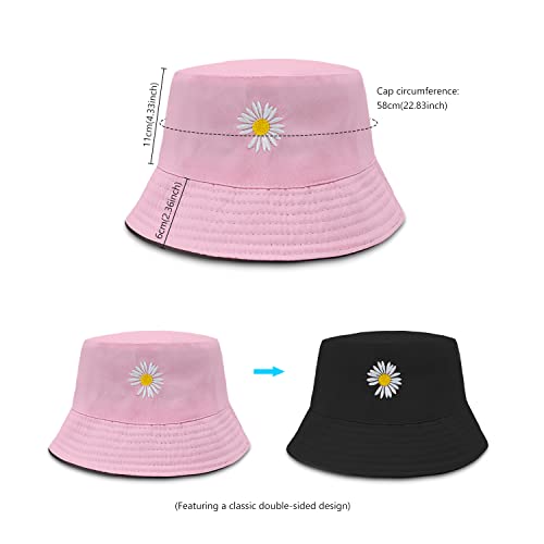 Daisy Embroidery Double-Side Bucket Hat