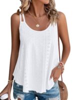 Summer Sleeveless Eyelet Embroidery Top