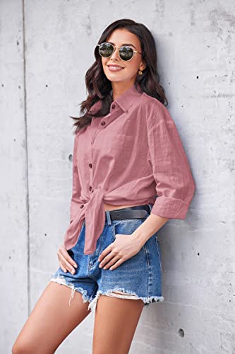 Cotton Long Sleeve V-Neck Blouse