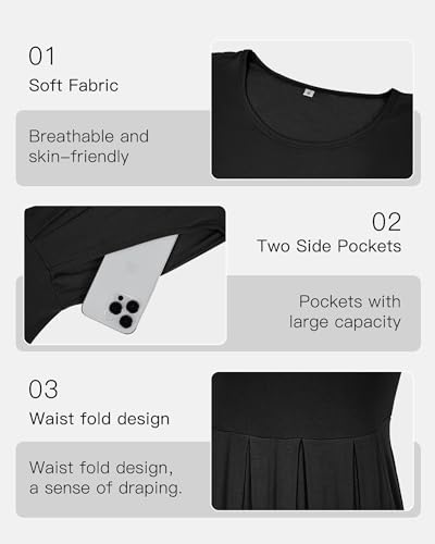 Short Sleeve Pleated Casual Dress
