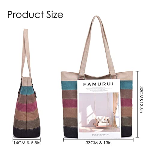 Striped Canvas Tote Bag