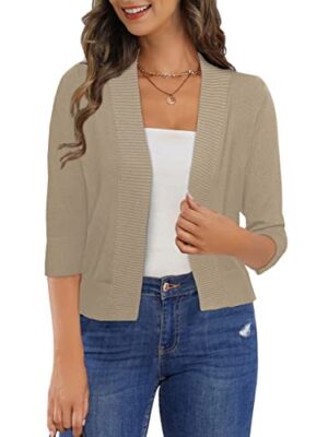 3/4 Sleeve Cropped Cardigan Shrug