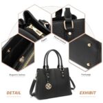 PU Leather Top Handle Handbag, 25 cm