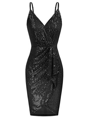 Sequined Sleeveless V-Neck Bodycon Dress