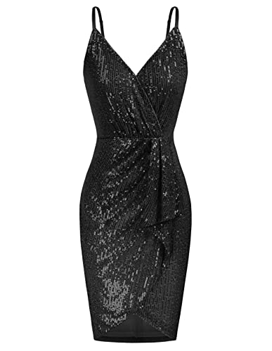 Sequined Sleeveless V-Neck Bodycon Dress