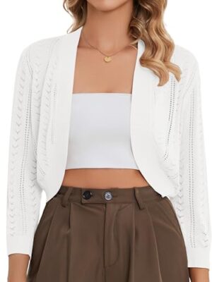 Summer 3/4 Sleeve Lightweight Cropped Cardigan