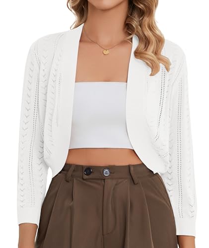 Summer 3/4 Sleeve Lightweight Cropped Cardigan