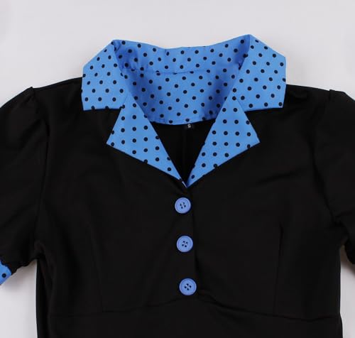 Wellwits Women's Black Polka Dot Vintage Blazer Dress