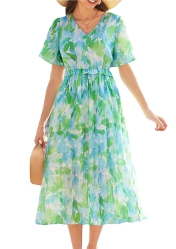 Floral V-Neck Short Sleeve Dress