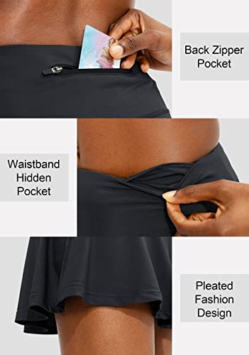 Pleated High-Waisted Athletic Skort with Pockets