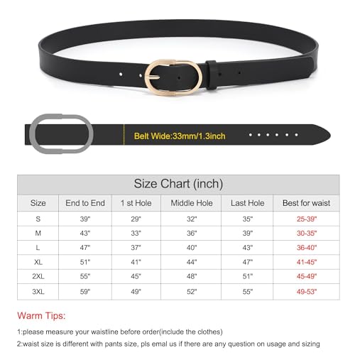 3 Pack Leather Belts with Golden Buckle