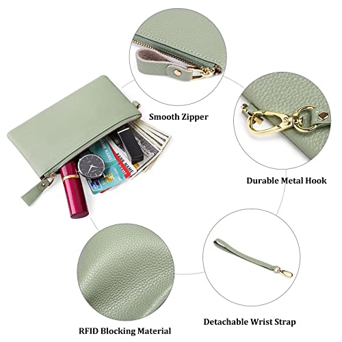 RFID Blocking Leather Wristlet Bag