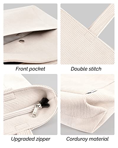 Corduroy Tote Bag with Zipper