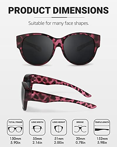 LVIOE Polarised Fitover Sunglasses, Round Frame, UV Protection