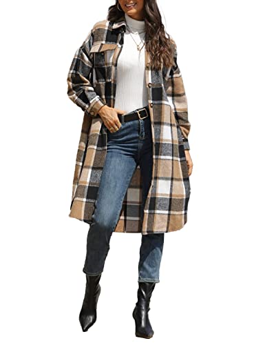 Casual Wool Blend Plaid Shirt Jacket