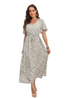Summer Floral V Neck Midi Dress