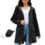 PONCEAU Women's Waterproof Lightweight Packable Raincoat