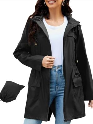 PONCEAU Women's Waterproof Lightweight Packable Raincoat