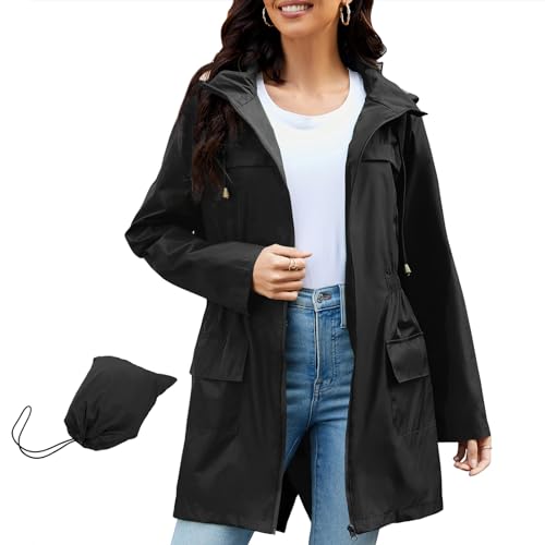 PONCEAU Women's Waterproof Lightweight Packable Raincoat